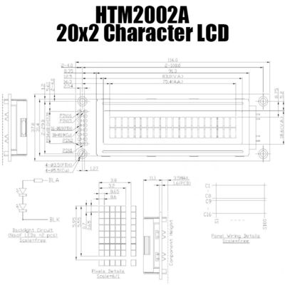 модуль LCD характера 20x2 MCU практически с зеленым цветом освещает HTM2002A контржурным светом