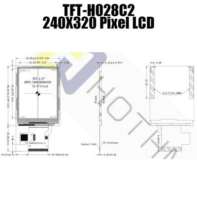 280cd/m2 модуль жидкокристаллического дисплея 2,8 дюймов, дисплей с плоским экраном TFT-H028C2QVTST3N45 240x320 TFT