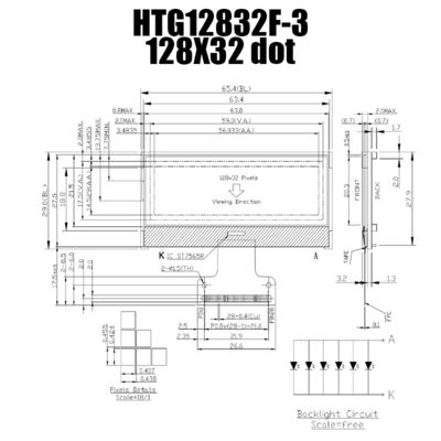 128X32 графический COG LCD ST7565R | FSTN + дисплей с СЕРЫМ Backlight/HTG12832F-3