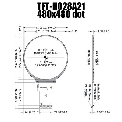 2,8 индикаторная панель ST7701S экрана TFT круга круга IPS 480x480 дюйма для промышленного контроля